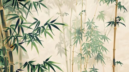 Obraz premium Bambous, style estampe vintage. 