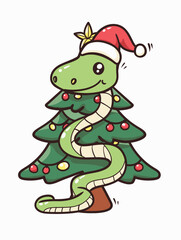 Obraz premium Illustration of a snake in the form of a Christmas tree