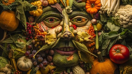 Autumn harvest vegetables face