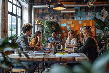 Creative Brainstorming Session Among Colleagues in Office Setting