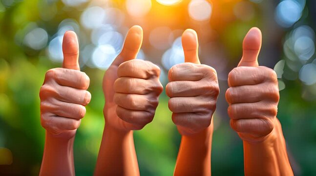 Great work, team. Shot of a group of unrecognizable businesspeople showing a thumbs up