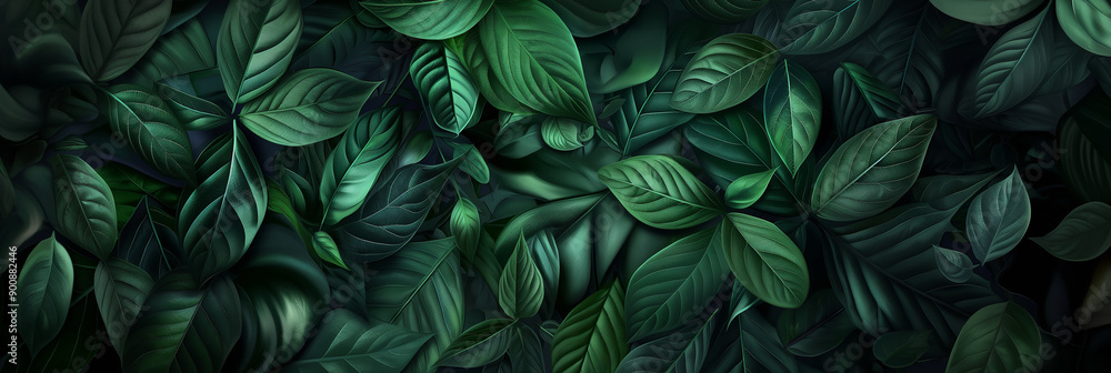 Aufkleber dark green foliage background creating lush natural pattern