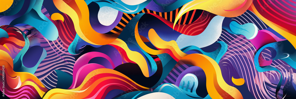 Aufkleber Abstract background with flowing shapes creating a psychedelic and colorful pattern