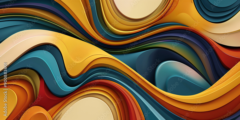 Poster Abstract colorful wave pattern background is flowing and waving