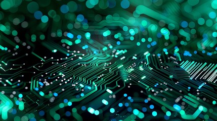 Obraz premium A computer chip with many small green dots