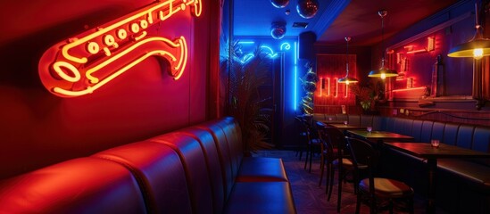Neon Jazz Bar Interior