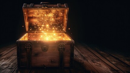Fototapeta premium Open Treasure Chest with Glowing Light
