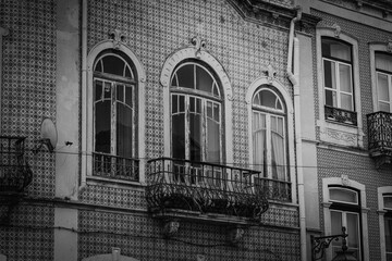 Black and White wall on an old abandoned building