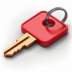 Modern 3D Key Icon: Stylized Vector Art on a Clean White Background