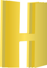 Gold gradient alphabet letter H