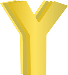 Gold gradient alphabet letter Y