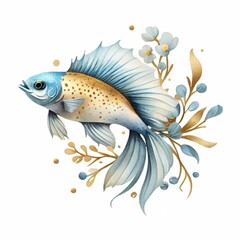 Illustration of fish with flowers