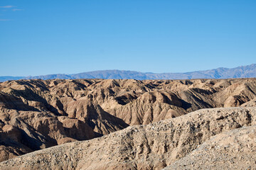 The rugged erosional terrain at the Ocotillo Wells California State OHV Recreational Park.