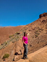 Fototapeta premium Mature woman hiking in the desert