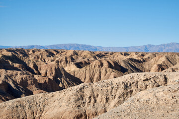 The rugged erosional terrain at the Ocotillo Wells California State OHV Recreational Park.