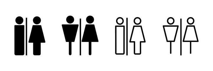 Toilet icon vector isolated on white background. Toilet sign. Man and woman restroom sign vector. Male and female icon