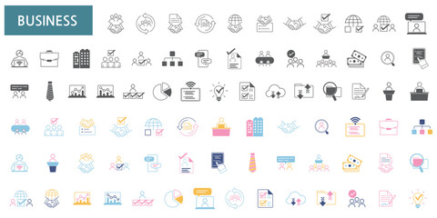 Collection of icon illustrations such as business and negotiation office workers