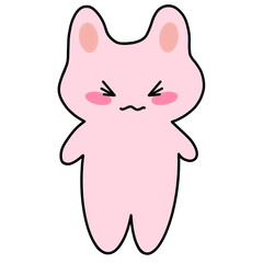 Weary Pink Bunny Cartoon Character 
