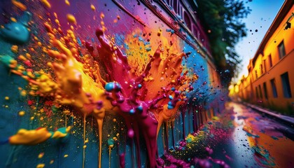 Vibrant Street Art Explosion in Urban Setting