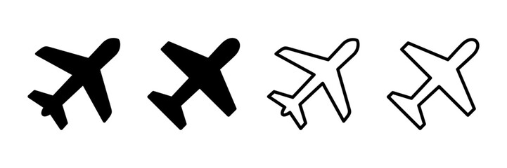 Plane icon vector isolated on white background. Aeroplane vector icon. Flight transport symbol. Travel element illustration. Holiday symbol. Airplane