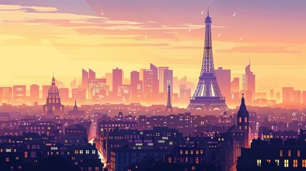 Obraz premium Eiffel Tower iconic landmark and Paris old roofs from above, Paris France