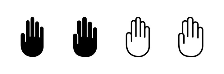 Hand icon vector isolated on white background. Hand gesture. hand stop