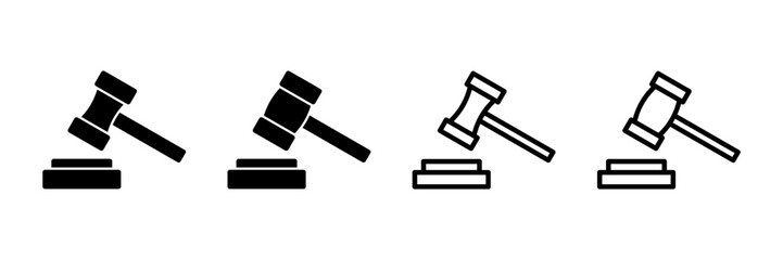 Gavel icon vector isolated on white background. Hammer icon vector. Judge Gavel Auction Icon Vector. Bid