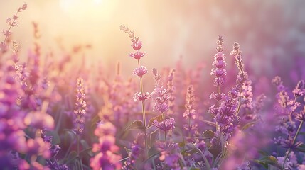 Fototapeta premium Beautiful spring meadow with pink tulips in the sunlight.