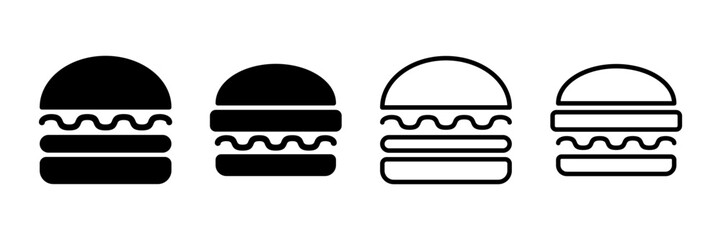 Hamburger icon vector isolated on white background. Burger and hamburger icon. Fast food vector icon