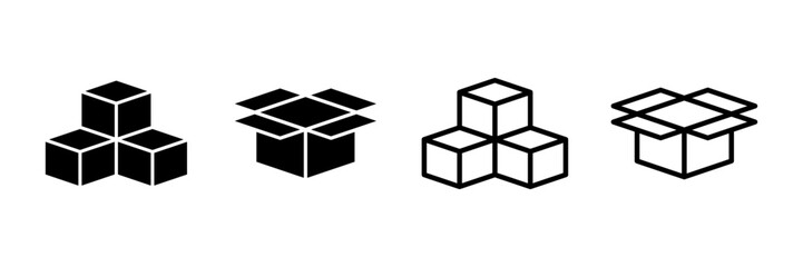 Box icon vector isolated on white background. Cardboard box, packaging open. Box vector icon