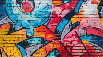 Multicolored graffiti on a building wall