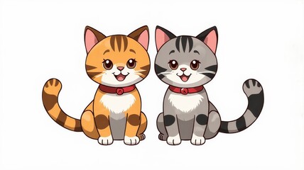 Cute Cartoon Cats Illustration &acirc;&euro;&ldquo; Adorable Feline Characters in Vibrant Colors Perfect for Kids' Books and Decorations