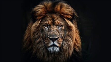 Fototapeta premium Lion king isolated on black