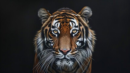 Angry tiger, Sumatran tiger animal and his portrait