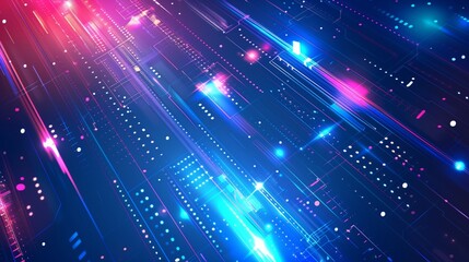 Fototapeta premium Vibrant Digital Circuit Board Illustration with Neon Lights â€“ Technology and Innovation Concept