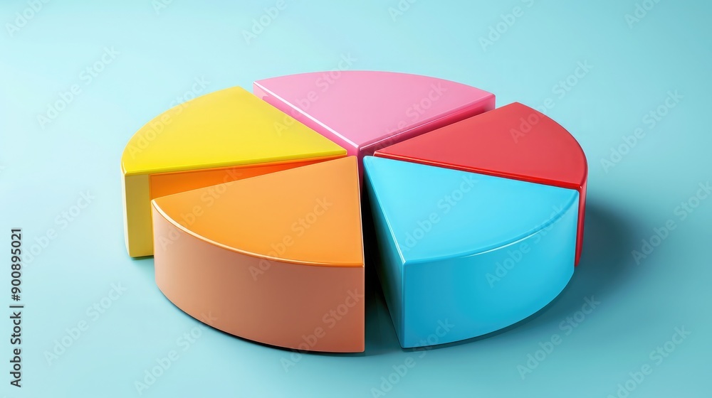 Poster a financial pie chart with one segment separated, symbolizing profit allocation and analysis