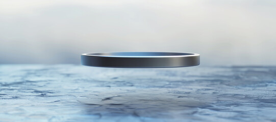 an image of a floating superconductor hovering over a surface