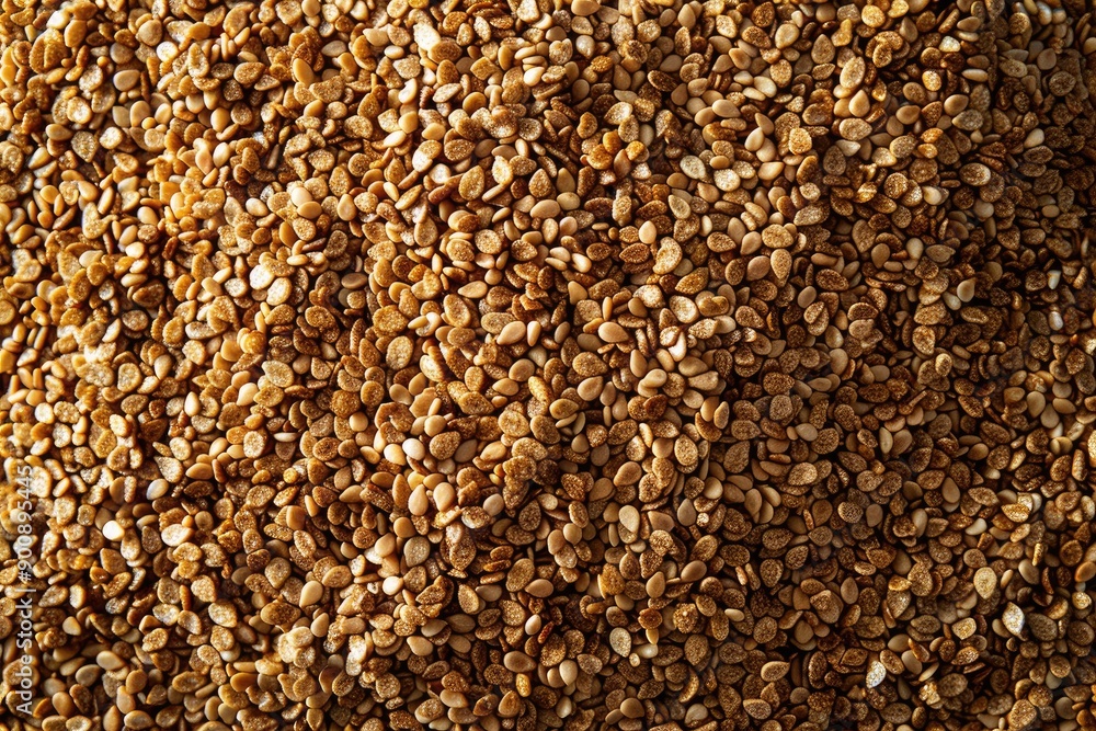 Poster a pile of brown seeds with a grainy texture. the seeds are scattered all over the image, creating a 