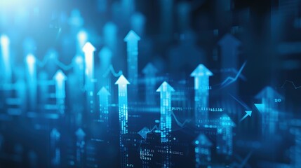 Obraz premium Visual Representation of Increasing Data Trends in Financial Markets With Upward Arrows. Generative AI