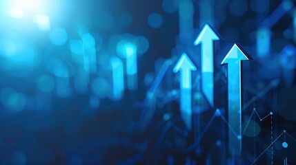 Rising Blue Arrows Represent Growth and Progress in Technology Sector Development. Generative AI