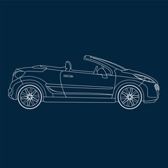 The line art of a sports car with bright colors is very good for designing t-shirts, backgrounds and other accessories