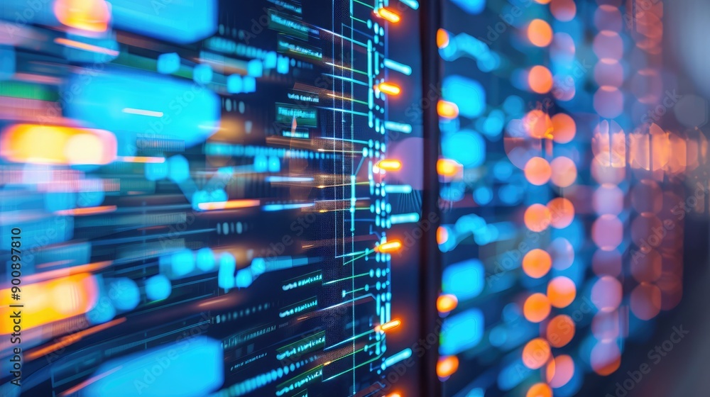Poster abstract network lines on a screen, representing business connectivity and communication.