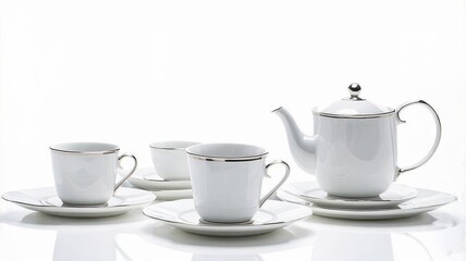 Fototapeta premium Elegant White Porcelain Tea Set for Sophisticated Tea Parties and Home Decor