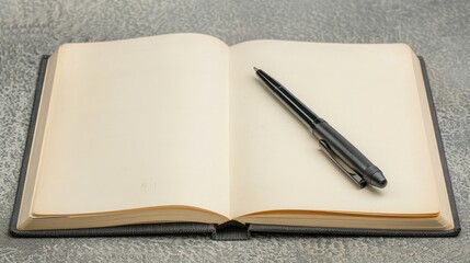 A blank ledger book with a pen, symbolizing financial records and accounting.
