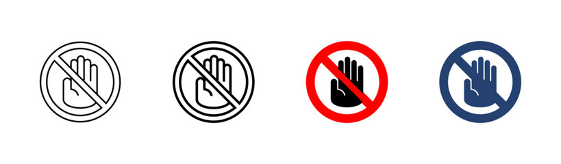 Stop icon set. stop road sign. hand stop icon vector