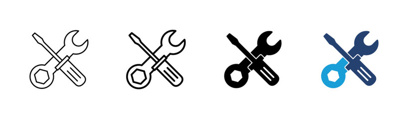 Repair tools icon set. tool icon vector. setting icon vector. Wrench and screwdriver. support, Service