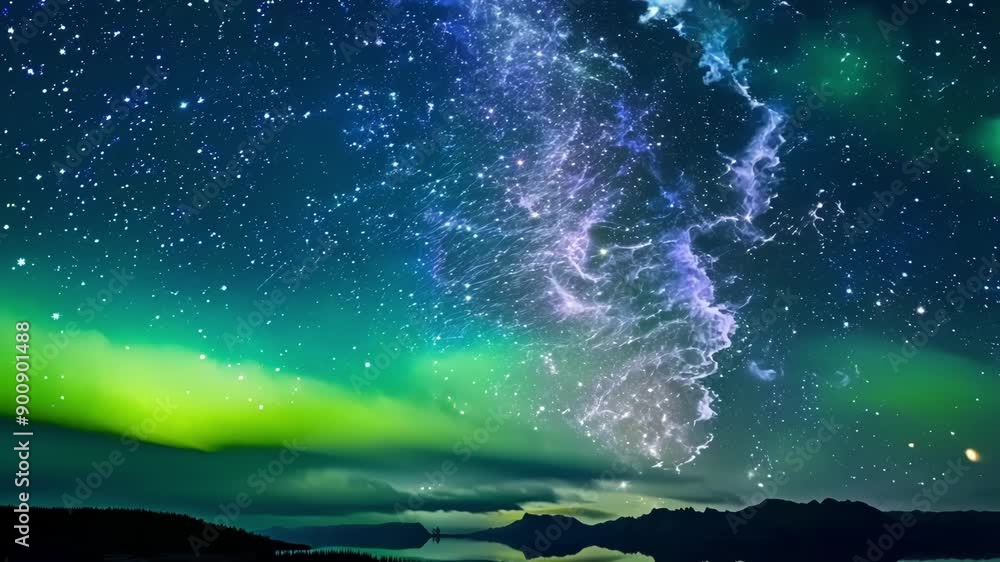 Canvas Prints as the night sky erupts into a vibrant display of light and magic we are transported into a world of