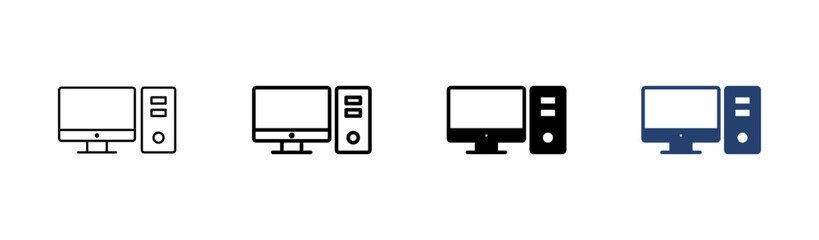 Computer icon set. computer monitor icon vector.