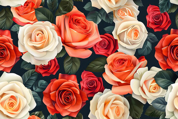 Naklejka premium Seamless flower pattern, continuous background