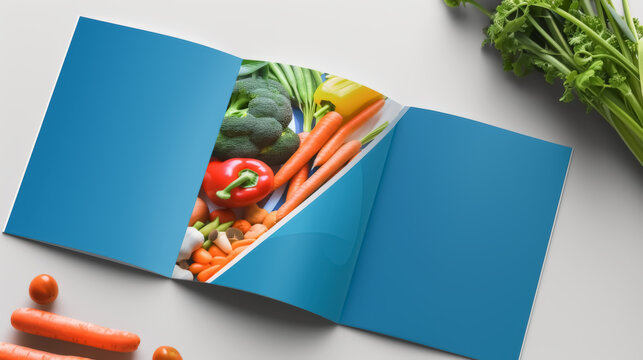 Tri-Fold Brochure Mockup with Fresh Vegetables